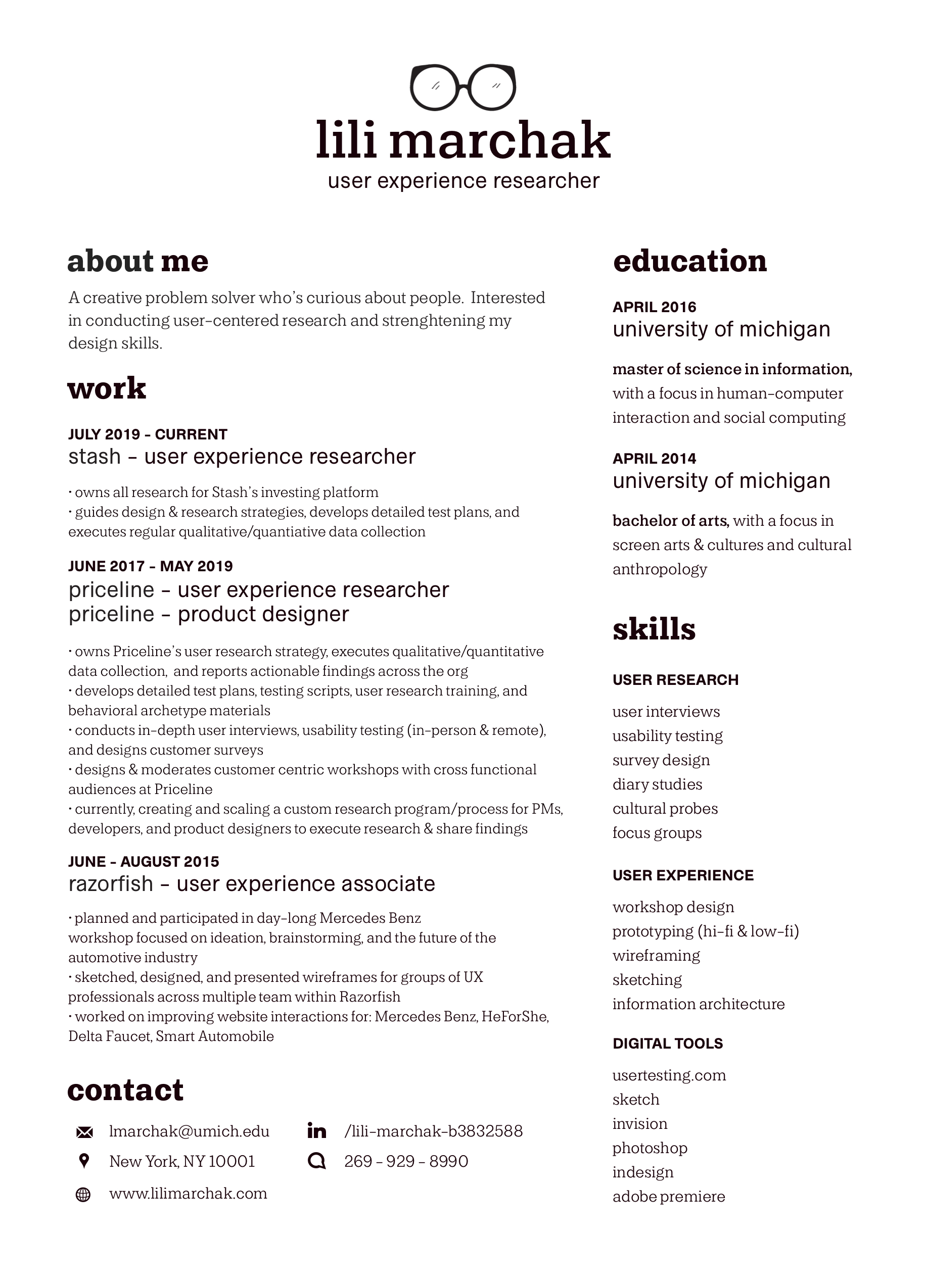 Resume – Lili Marchak